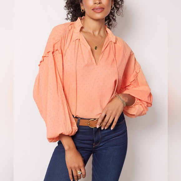 CLEOBELLA NWT Phoenix 100% Cotton Dobby Fabric Long Sheeve Blouse